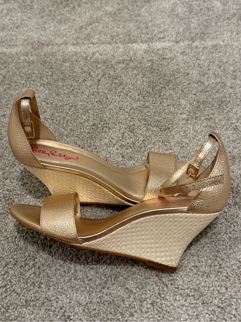 Lilly Pulitzer Gold Bridgette Wedges